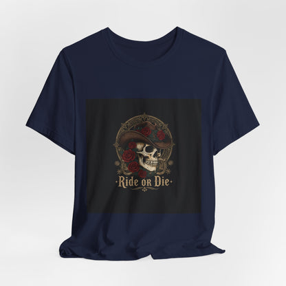 Ride or Die Skull Cowboy Tee | western skull art, gothic Americana