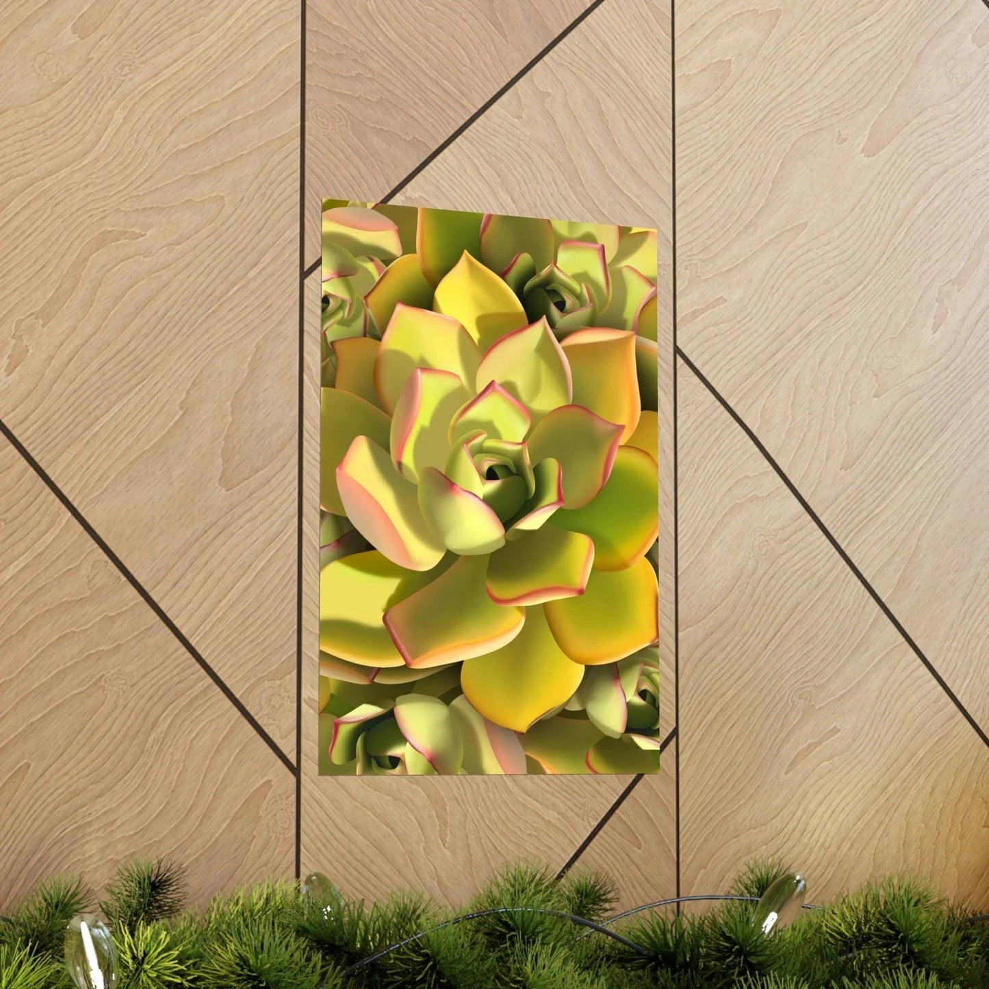 Noble Aeonium Succulent Pattern Botanical Print – Unframed Wall Art