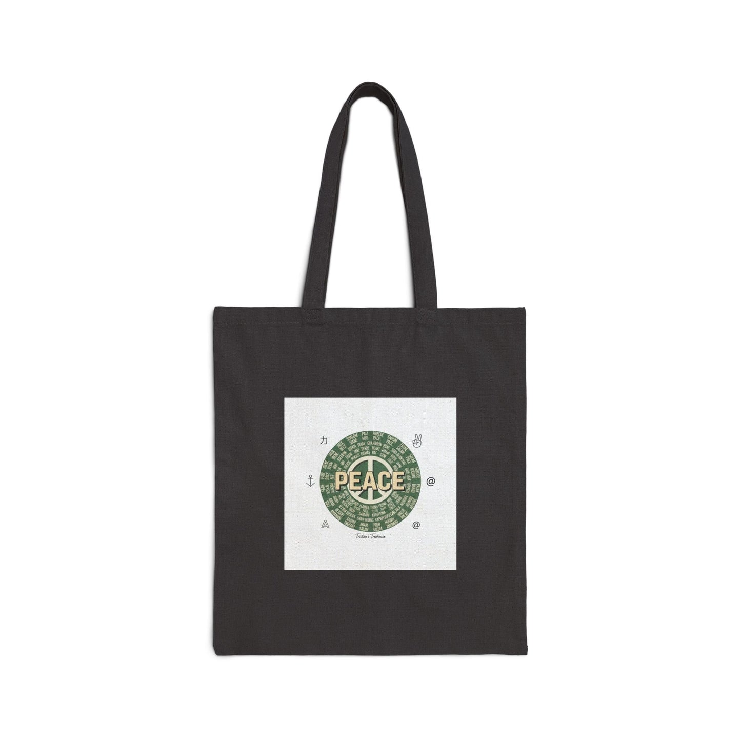 Handwritten 'Peace' Doodle Tote | Sketch Aesthetic Cotton Canvas Tote
