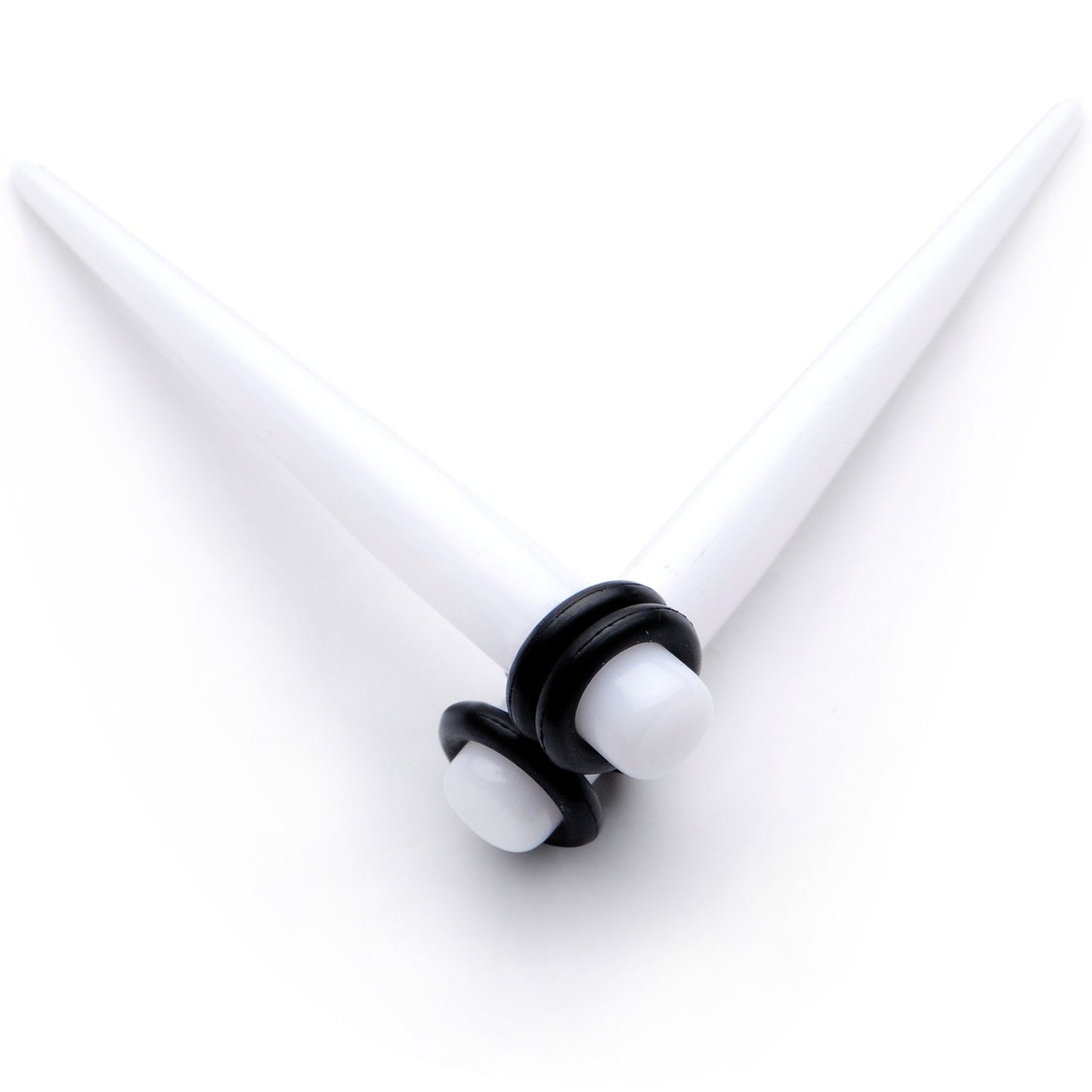 White Acrylic Straight Taper Set Available in Sizes  14G to 00G
