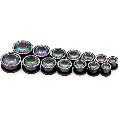 Vitrail Clear CZ Gem Black Hypnotic Screw Fit Plug Set