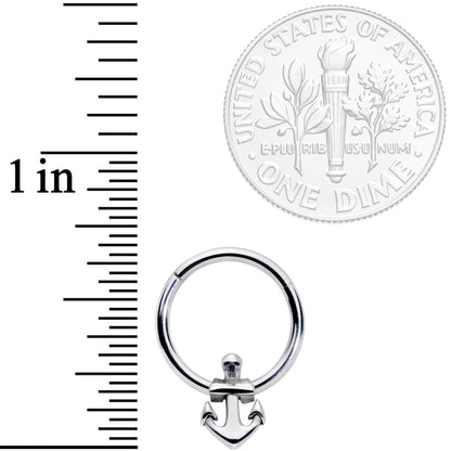 16G 3/8 Nautical Anchor Hinged Segment Ring