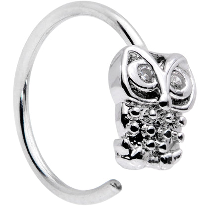 20G 5/16 Clear CZ Gem All About Owl Nose Hoop