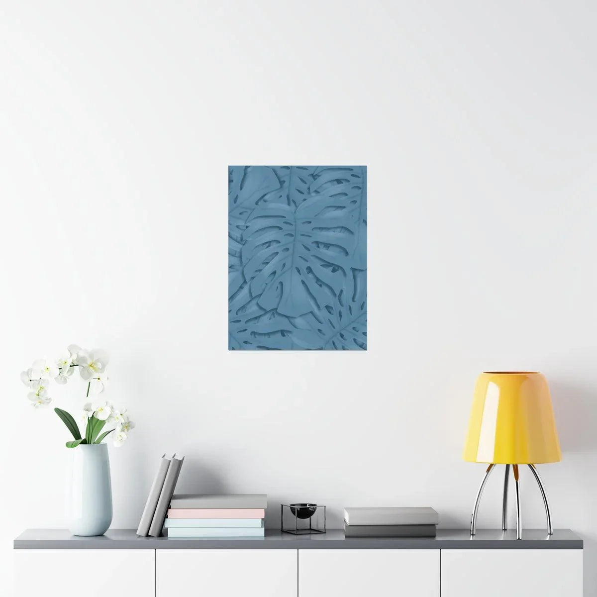 Cerulean Monstera Botanical Print – Unframed Wall Art