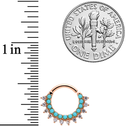 16G 5/16 Turquoise Rose Gold Tone Western Bendable Daith Cartilage