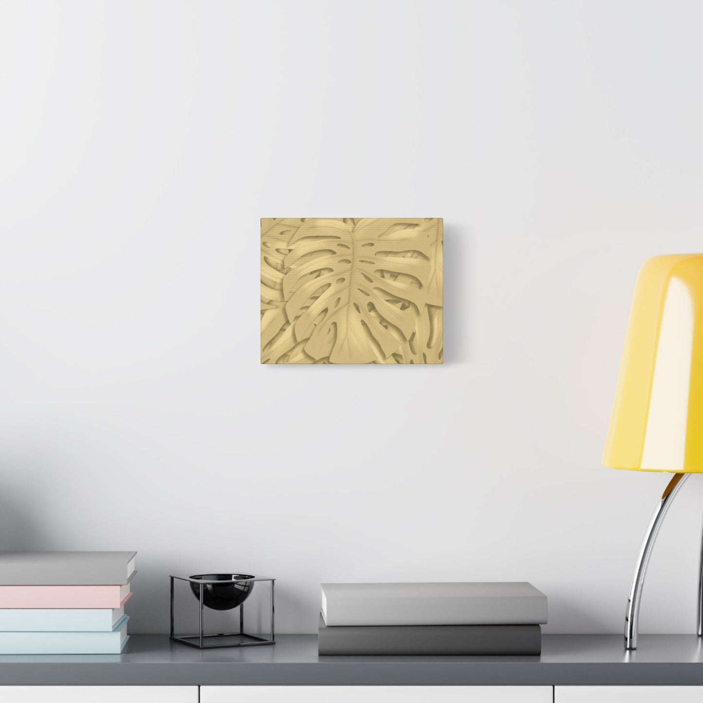 Golden Monstera Canvas Print – Botanical Wall Art