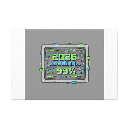 2026 Loading 99% Canvas | NYE countdown, retro system interface