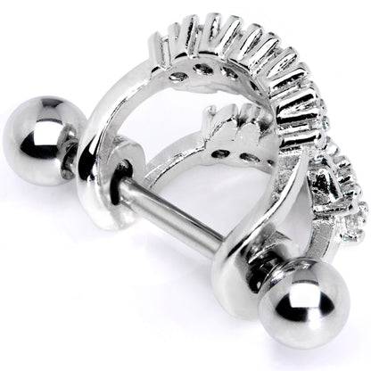 16G 1/2 Clear CZ Gem Scary Monster Fangs Cartilage Cuff