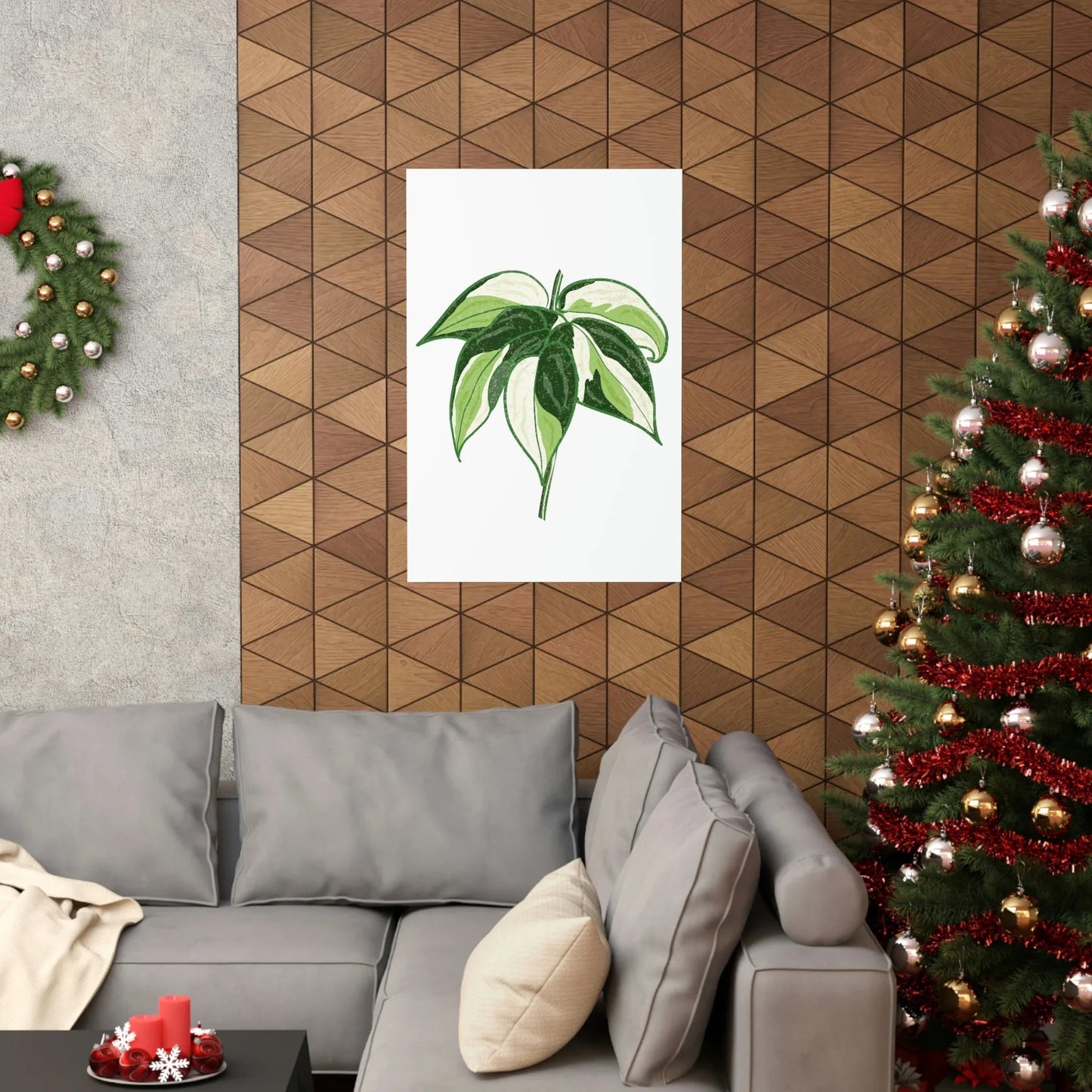 Philodendron Cream Splash Botanical Print – Unframed Wall Art