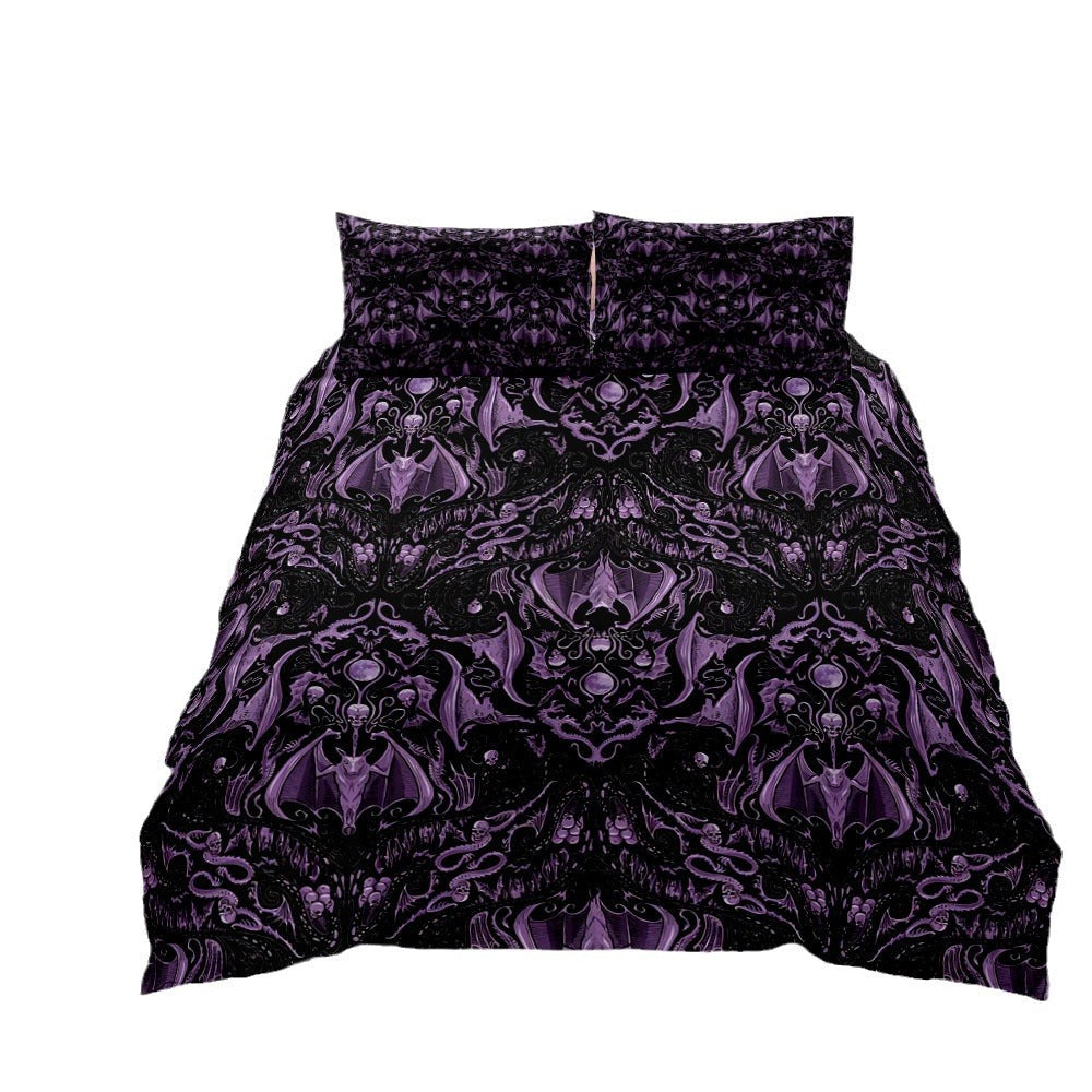 Gothic Bat Digital Printed Quilt Cover Three-piece Set