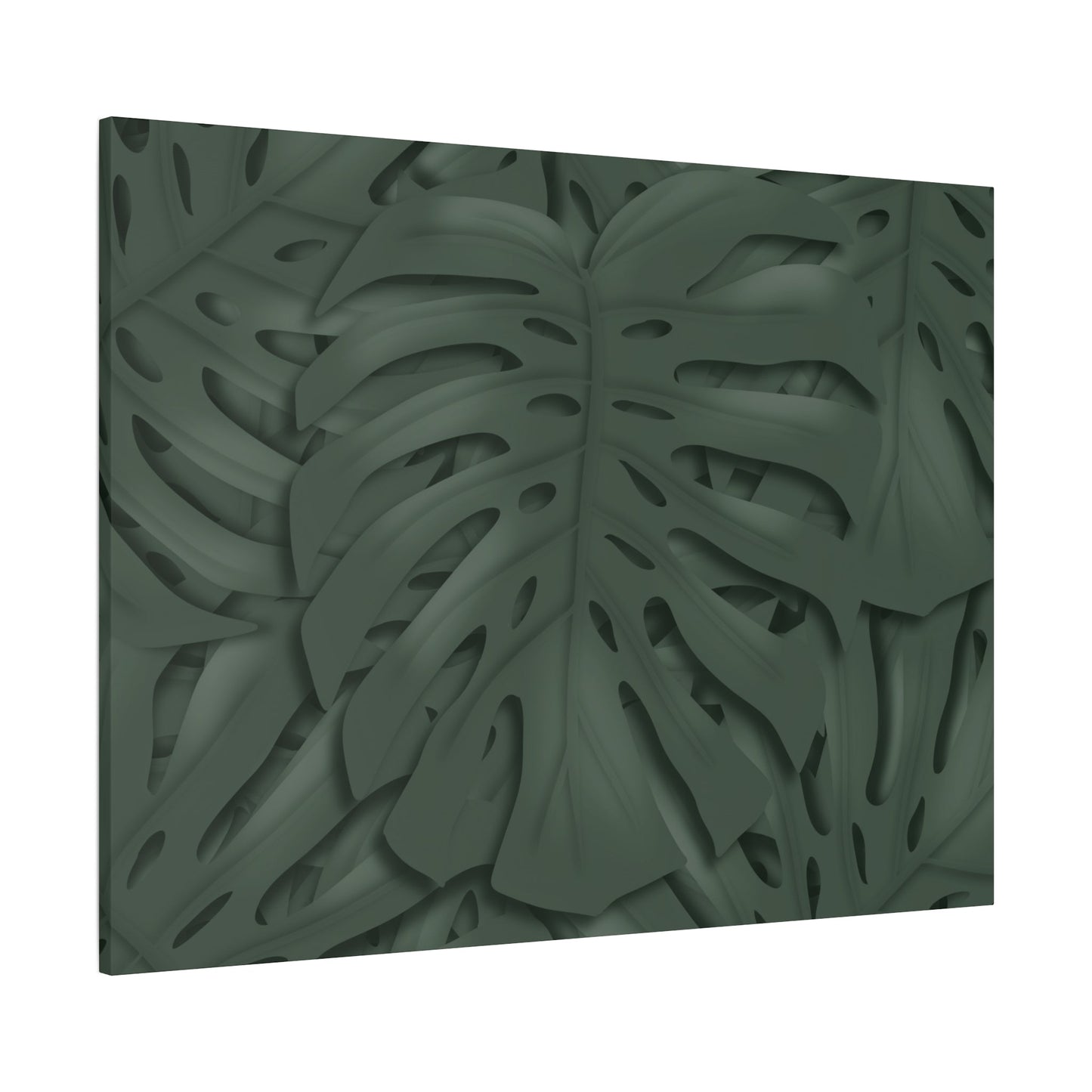 Deep Green Monstera Canvas Print – Botanical Wall Art