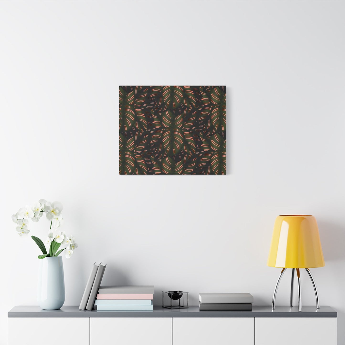 Calathea Pinstripe Pattern Canvas Print – Botanical Wall Art