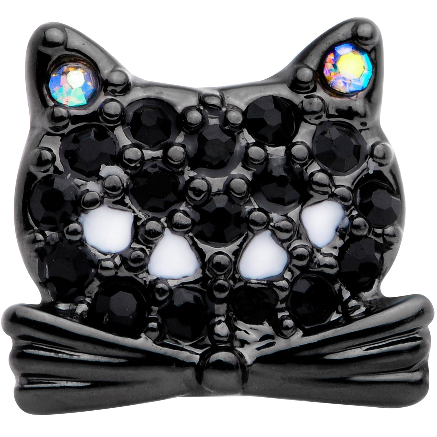 16G 1/4 Black Aurora Gem Crafty Kitty Cat Cartilage Tragus Earring
