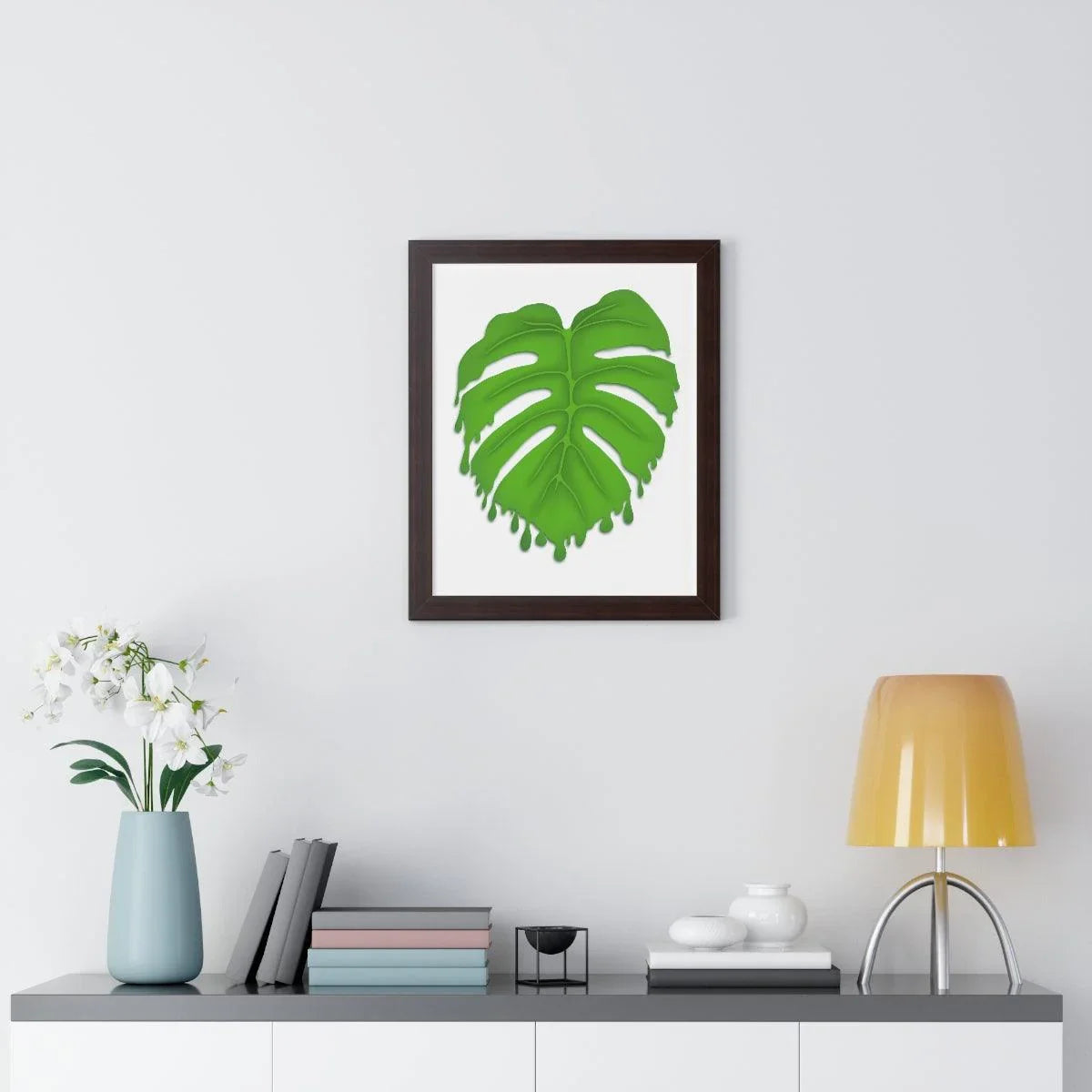 Melting Monstera Framed Print – Botanical Wall Art