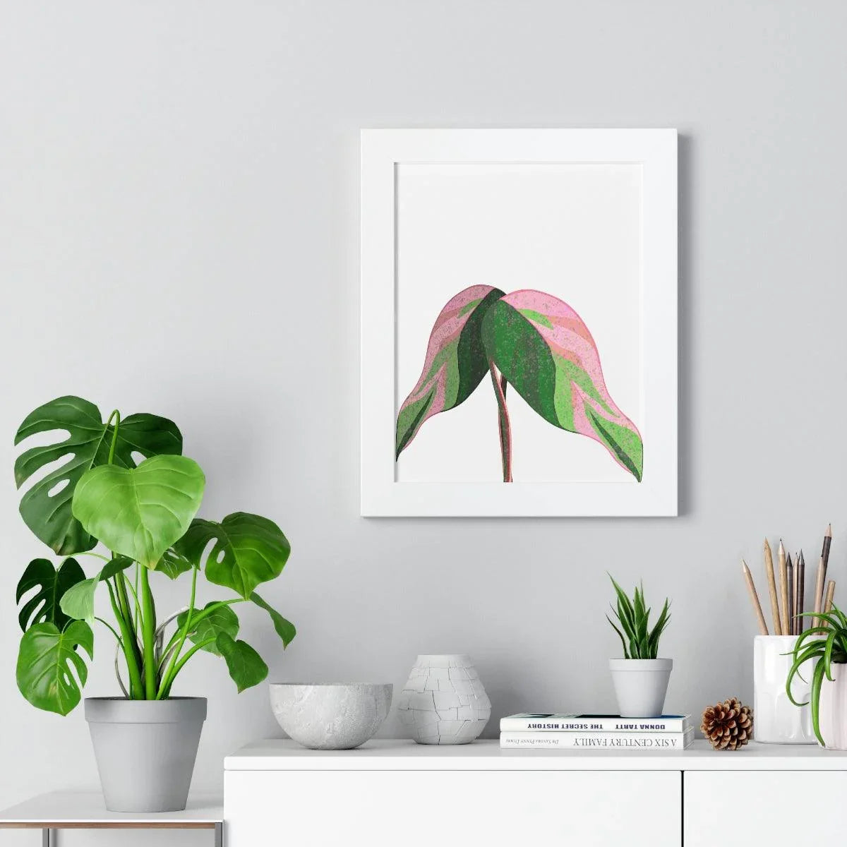 Pink Princess Philodendron Framed Print – Botanical Wall Art