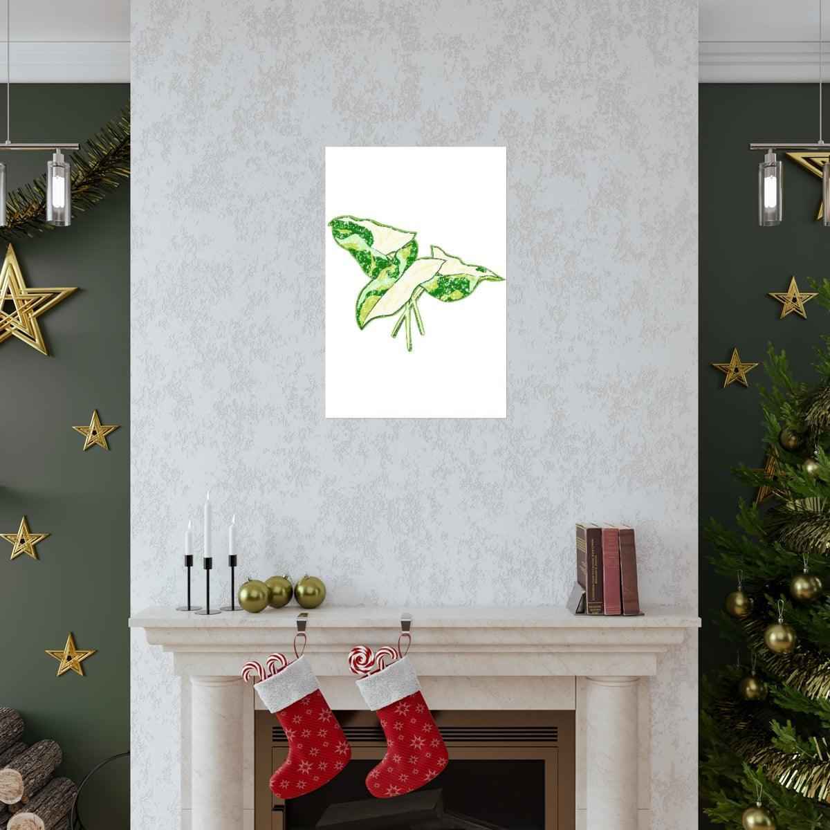 Marble Syngonium Botanical Print – Unframed Wall Art
