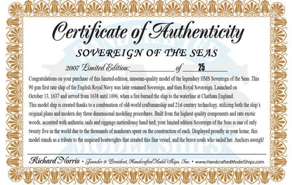 Sovereign of the Seas Limited Tall Model Ship 39""