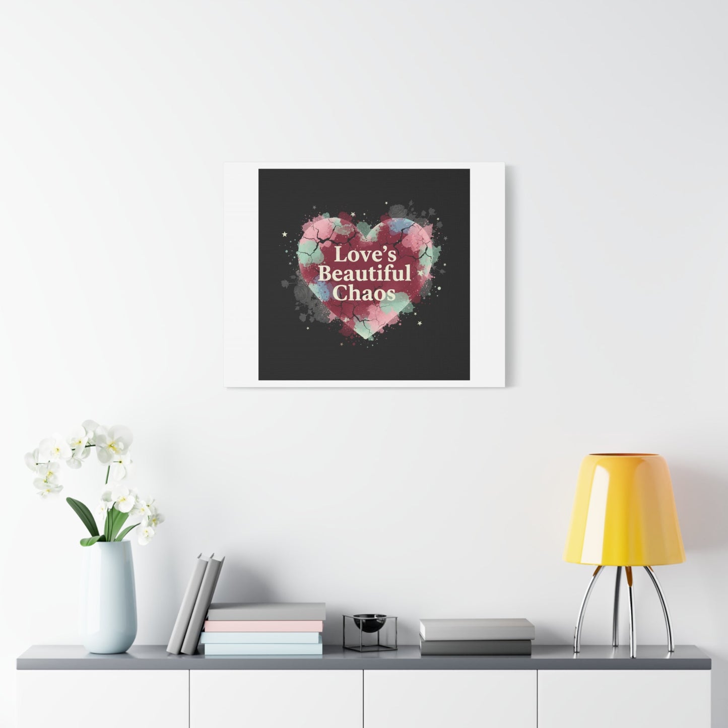 Love's Beautiful Chaos Canvas Print | Soft Grunge Hearts, Distressed Heart Art