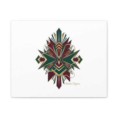 Art Deco geometric brass print Canvas | Neo-Deco chrome & gold fan motif