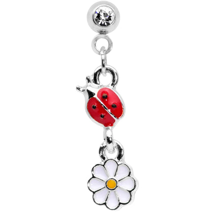 16G 1/4 Clear Gem Ladybug Dangle Cartilage Tragus