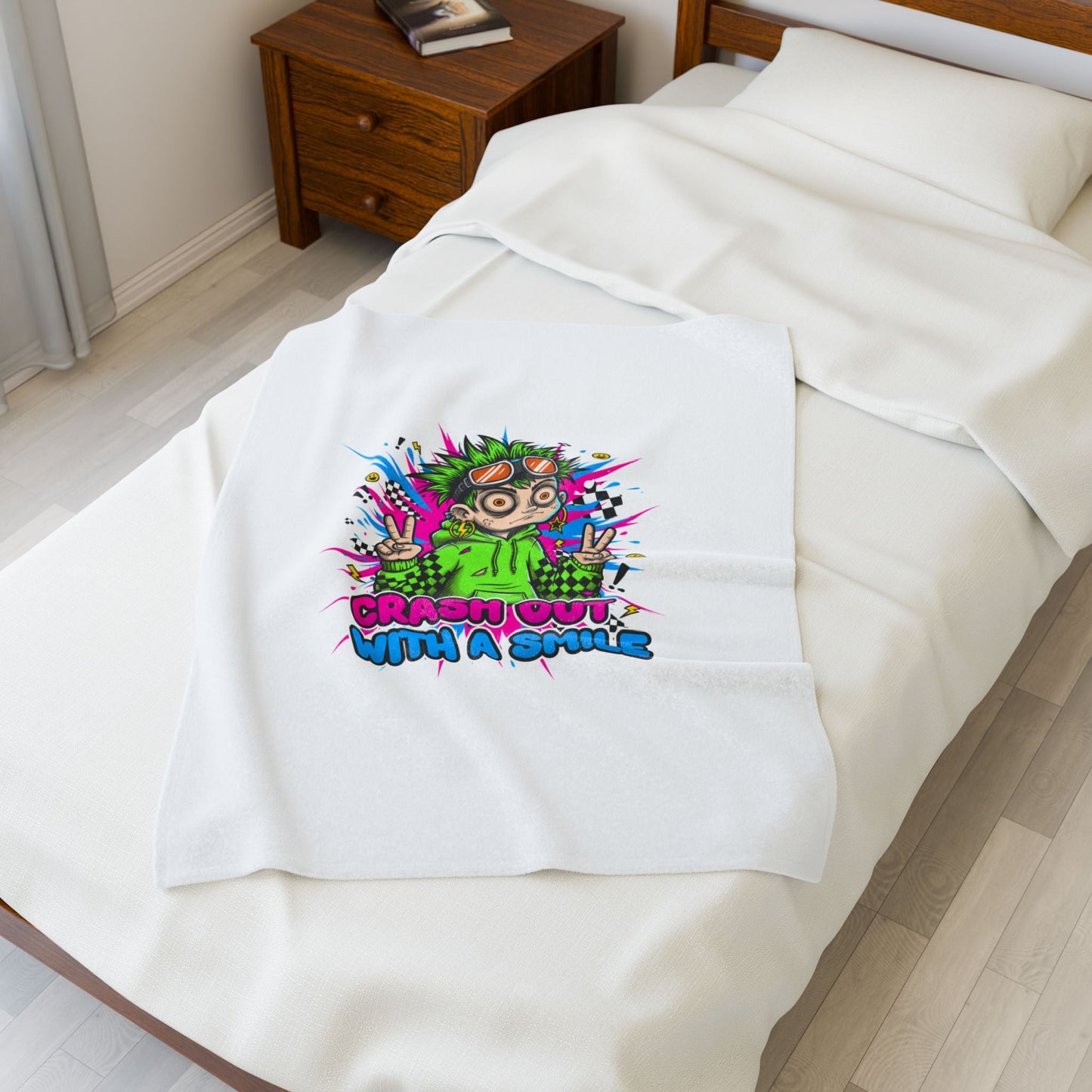 Crash Out With a Smile Velveteen Blanket | Crash Out, Neon Graffiti
