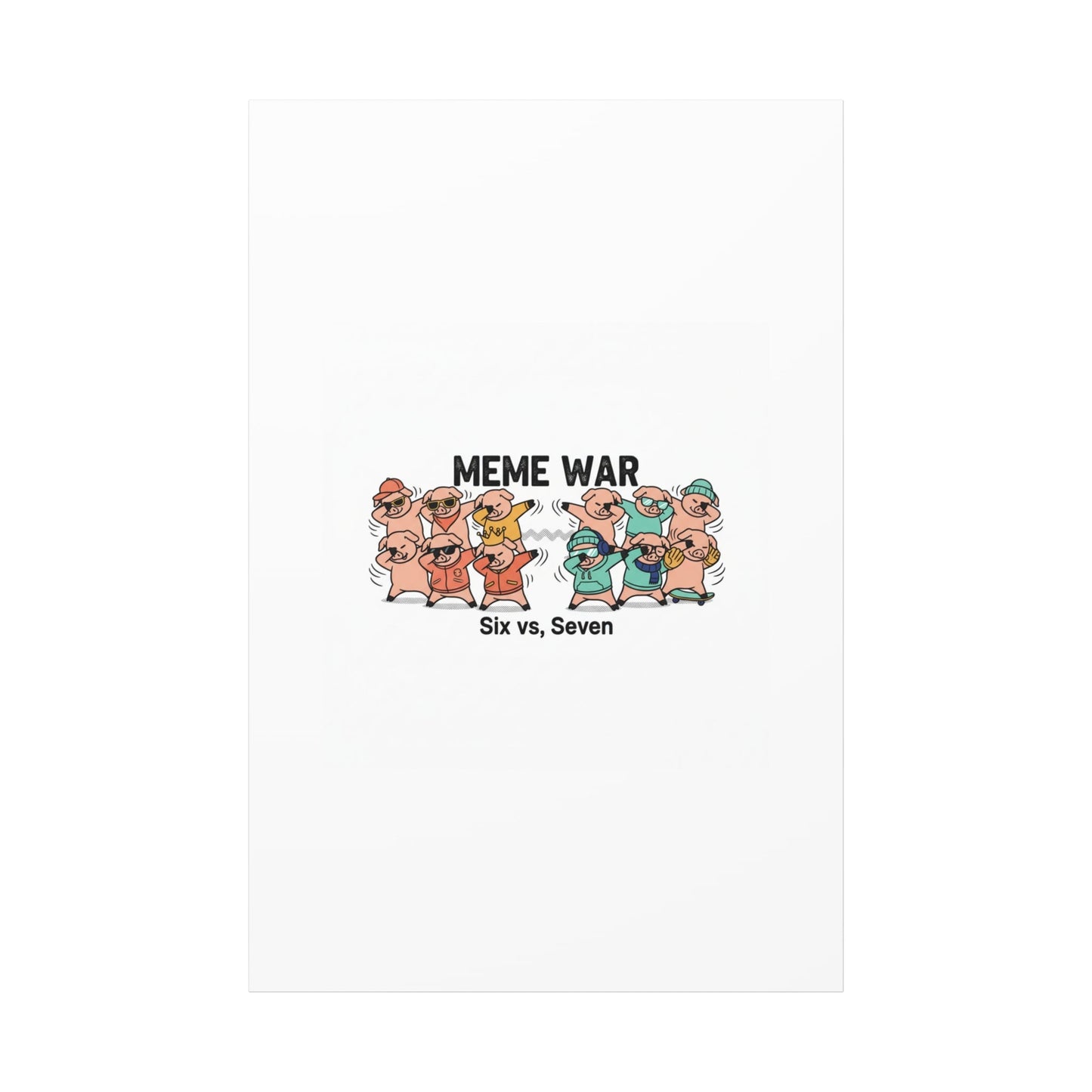 Meme War: Six vs. Seven Canvas Wall Art