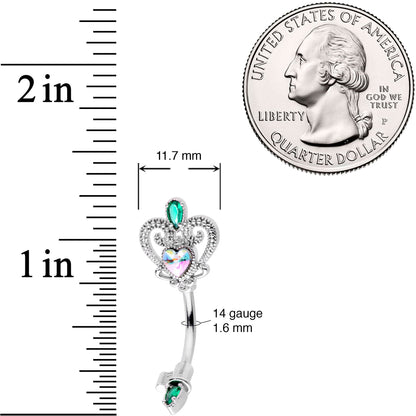 Green Aurora Gem Queens Key Double Mount Belly Ring