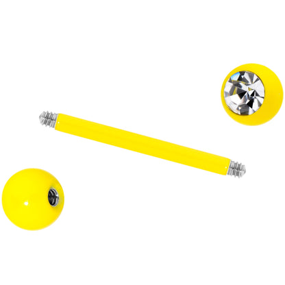 Clear Gem Yellow Glow in the Dark Barbell Tongue Ring