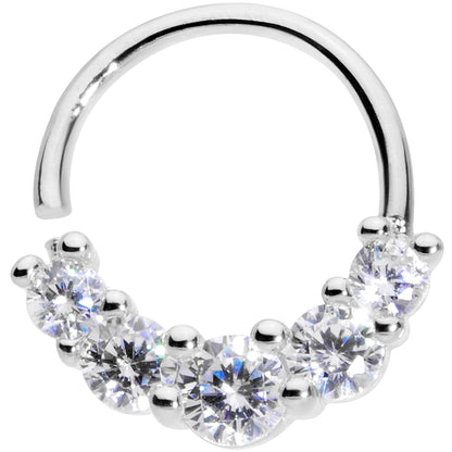 16G 3/8 Clear CZ Gem Cluster Closure Ring