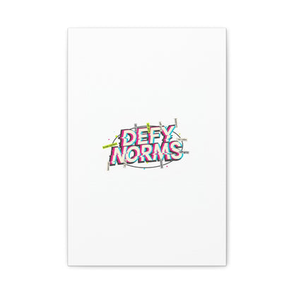 Defy Norms Canvas, Anti-Aesthetic Glitch Typography, Brutalist Poster Style