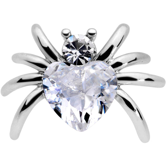 16G 1/4 Clear Gem Heart Spider Cartilage Tragus