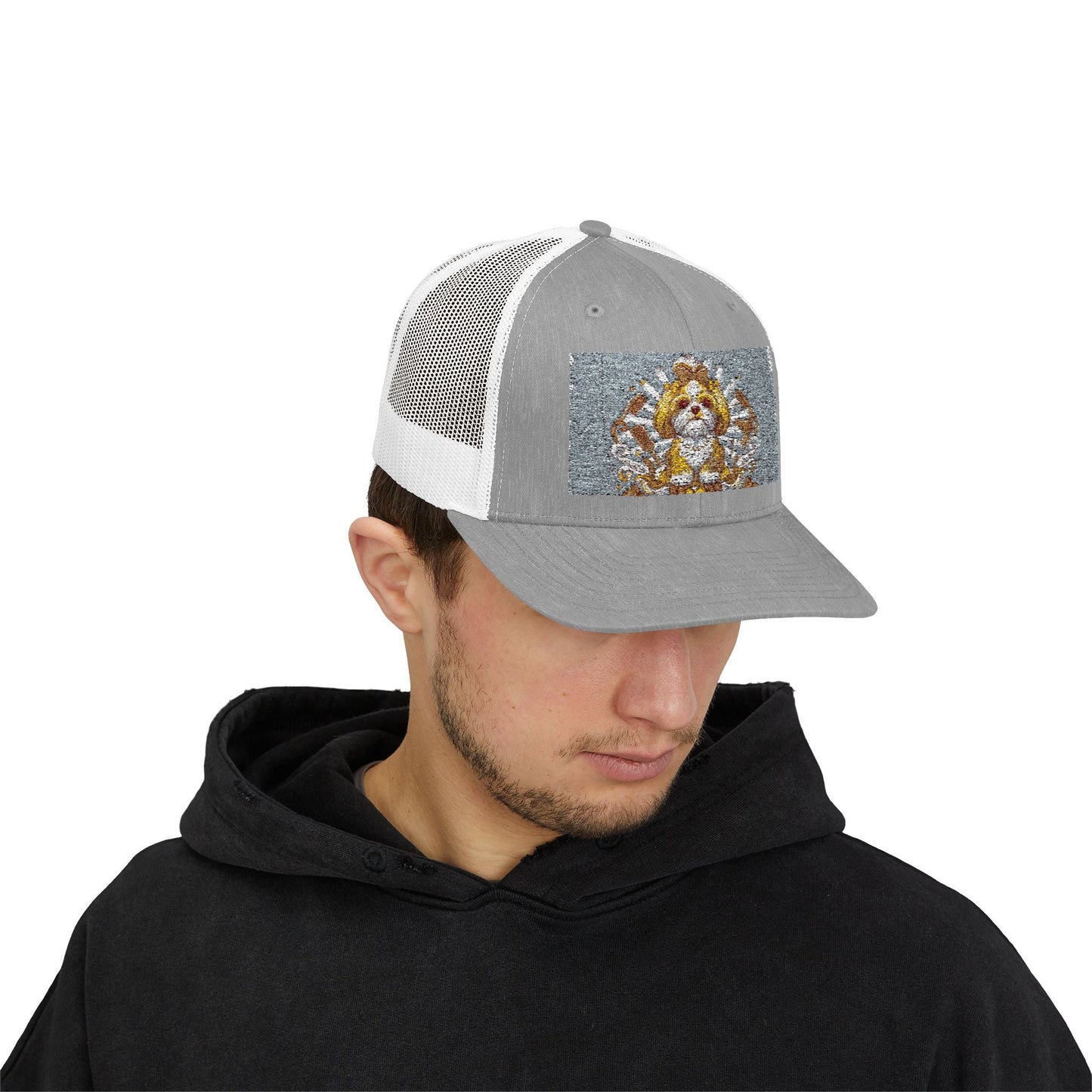 Trucker Cap — Gold Floral Mandala Patch Snapback