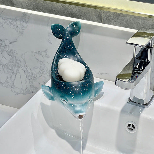 Dolphin Drain Soap Box Ceramic Household Punch-free Toilet