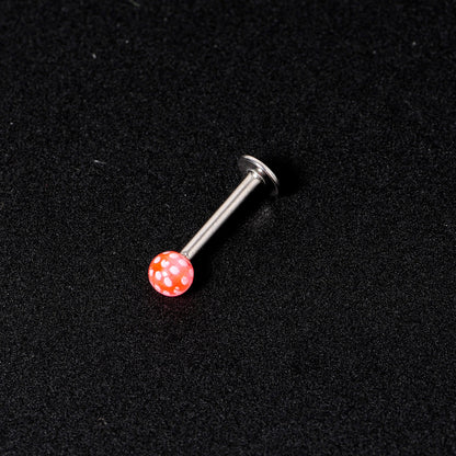 16G 1/4 Pink Polka Dot UV Reactive Acrylic Ball Labret Tragus