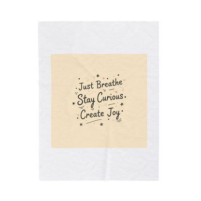 Just Breathe Stay Curious Create Joy Blanket | messy handwriting, doodle text