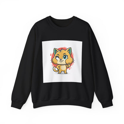 Cute Cheeky Kitty Illustration Sweatshirt | Rodent-Core Cute-Meets-Subversive
