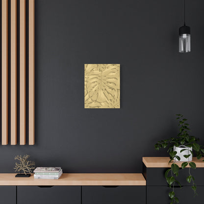 Golden Monstera Canvas Print – Botanical Wall Art