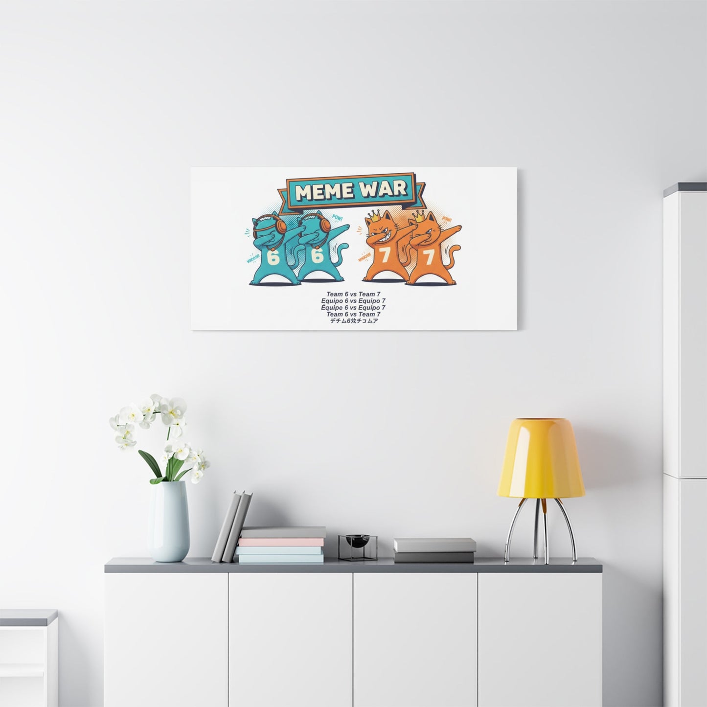 Meme War: Six vs. Seven Canvas Wall Art