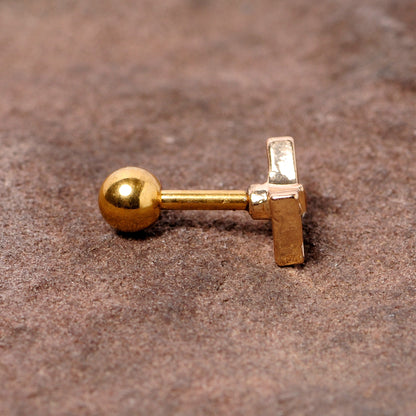 16G 1/4 Clear Gem Gold Tone Bow Tie Cartilage Tragus Earring