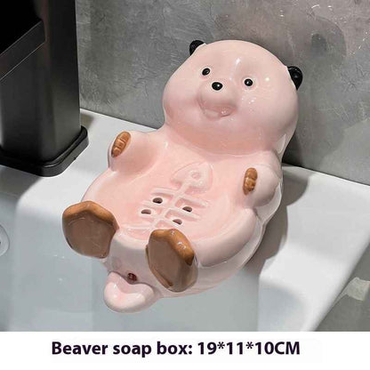 Dolphin Drain Soap Box Ceramic Household Punch-free Toilet