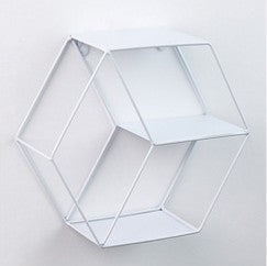 Hexagon Metal Wall Shelf - 3-Tier Industrial Iron Geometric Floating Storage Rack