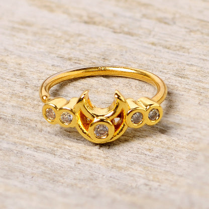 20G 5/16 Clear CZ Gem Gold Tone Crescent Moon Nose Hoop