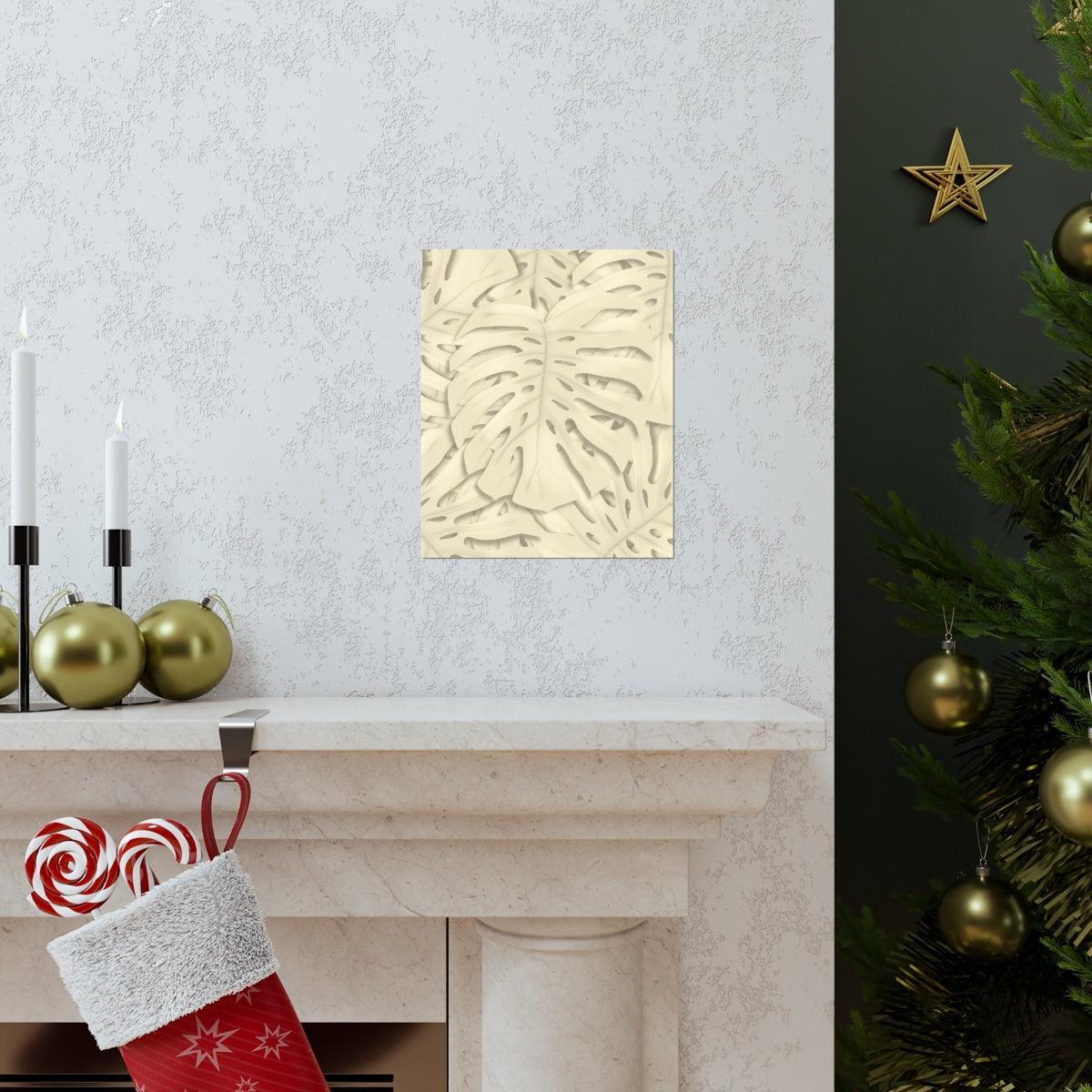 Beige Monstera Botanical Print – Unframed Wall Art