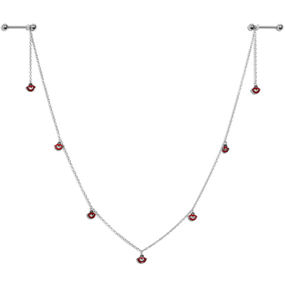 14G 5/8 Red Monster Fang Halloween Dangle Nipple Chain