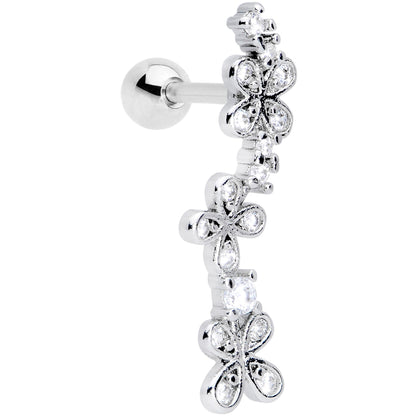 16G 1/4 Clear CZ Gem Loopy Garland Flower Cartilage Tragus