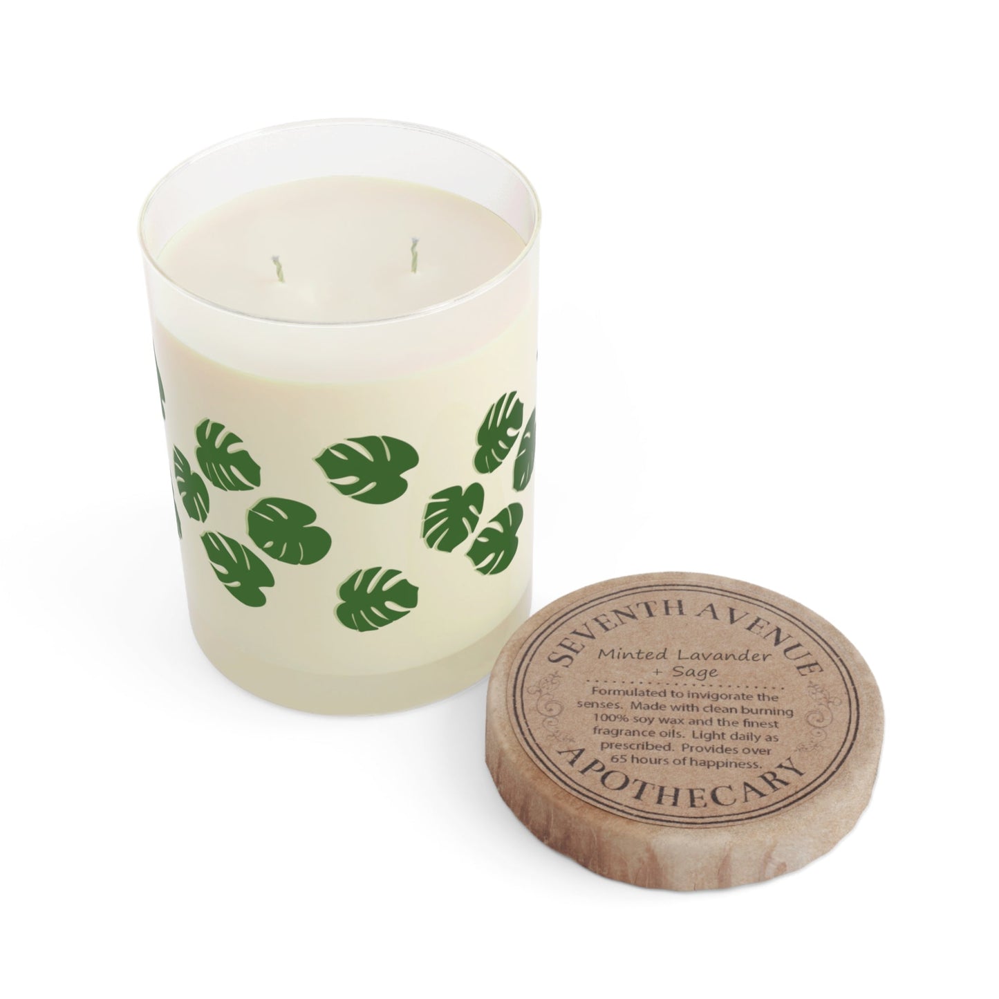 Monstera Pattern Soy Candle 11 oz – Three Scent Options