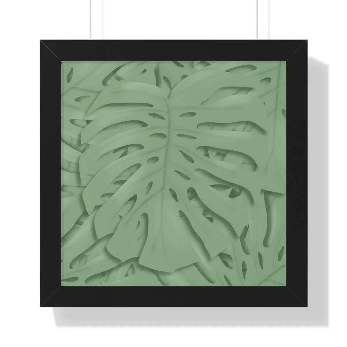 Sage Green Monstera Framed Print – Botanical Wall Art