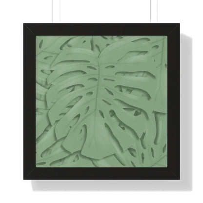 Sage Green Monstera Framed Print – Botanical Wall Art