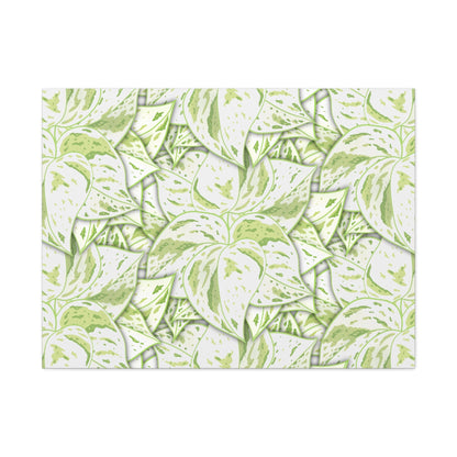 Snow Queen Pothos Pattern Canvas Print – Botanical Wall Art