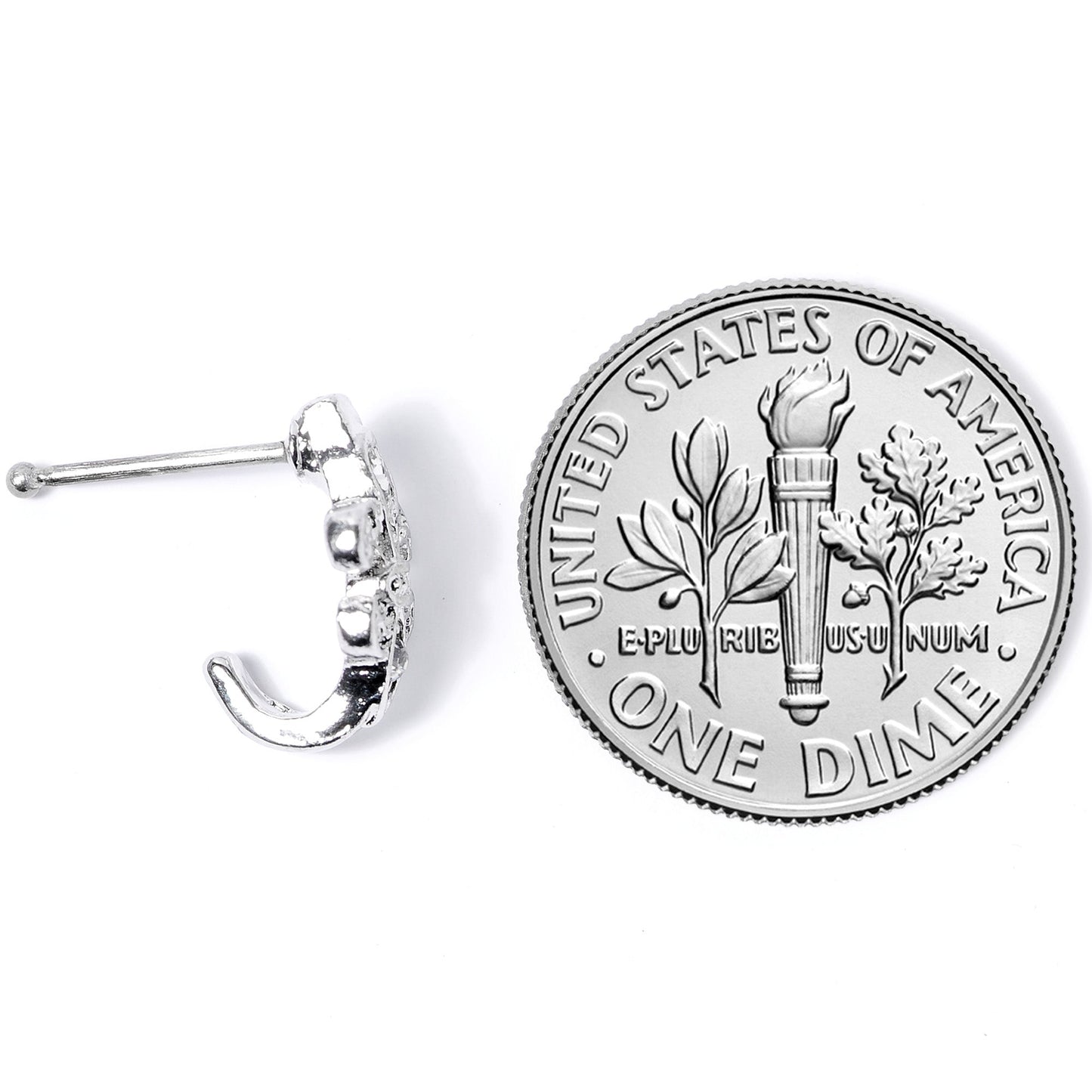 20G 3/8 Clear Gem Fleur De Lis Faux Hoop Nose Bone